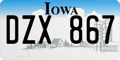 IA license plate DZX867