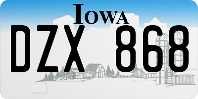 IA license plate DZX868