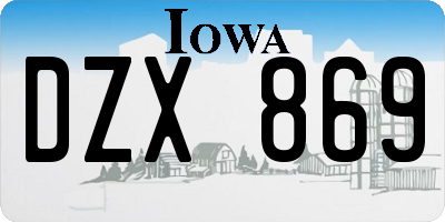 IA license plate DZX869
