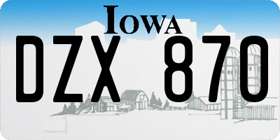 IA license plate DZX870