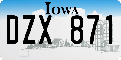 IA license plate DZX871