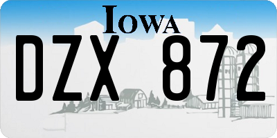 IA license plate DZX872