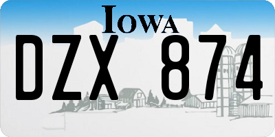 IA license plate DZX874