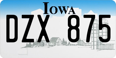 IA license plate DZX875