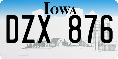 IA license plate DZX876