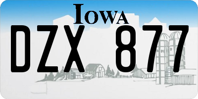 IA license plate DZX877