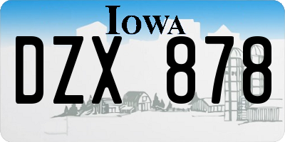 IA license plate DZX878