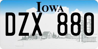 IA license plate DZX880