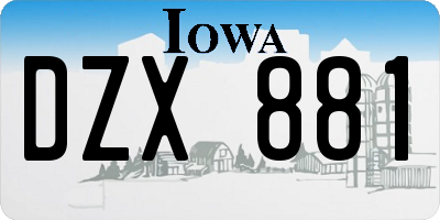 IA license plate DZX881