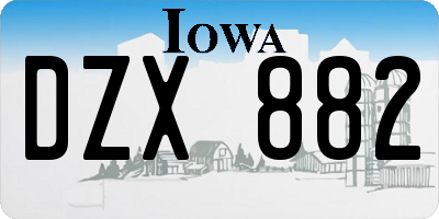 IA license plate DZX882