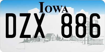 IA license plate DZX886