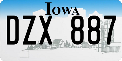 IA license plate DZX887