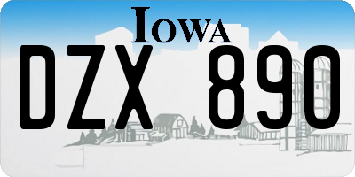 IA license plate DZX890