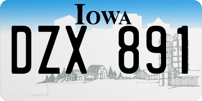 IA license plate DZX891