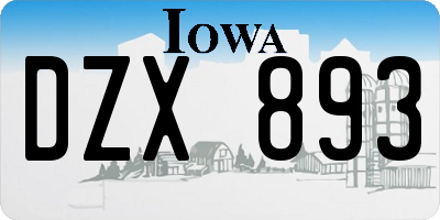 IA license plate DZX893