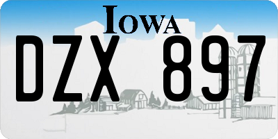 IA license plate DZX897