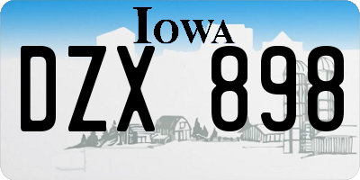 IA license plate DZX898