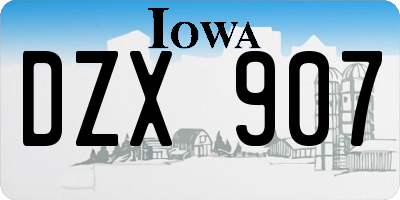 IA license plate DZX907