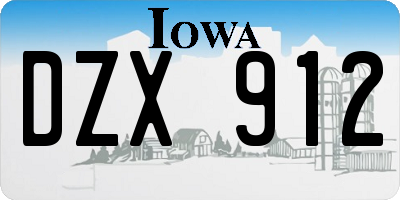 IA license plate DZX912