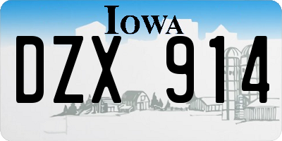 IA license plate DZX914