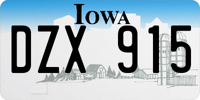 IA license plate DZX915