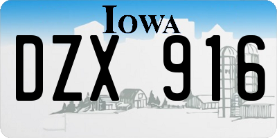 IA license plate DZX916