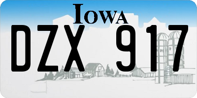 IA license plate DZX917