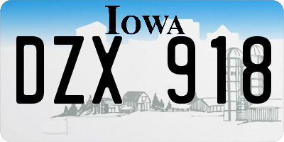 IA license plate DZX918