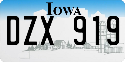 IA license plate DZX919