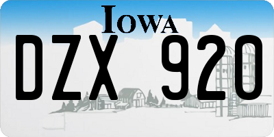 IA license plate DZX920