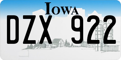 IA license plate DZX922