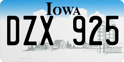 IA license plate DZX925