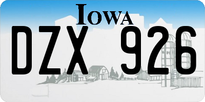 IA license plate DZX926