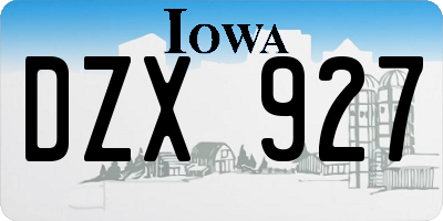 IA license plate DZX927