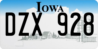 IA license plate DZX928