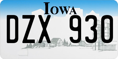 IA license plate DZX930