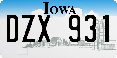 IA license plate DZX931