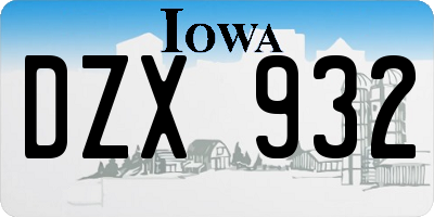 IA license plate DZX932