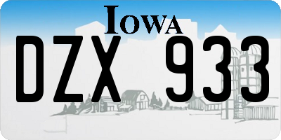 IA license plate DZX933