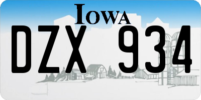 IA license plate DZX934