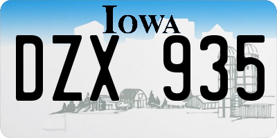 IA license plate DZX935