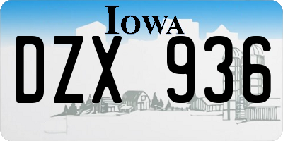 IA license plate DZX936