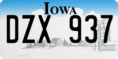 IA license plate DZX937