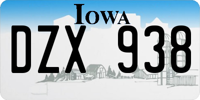 IA license plate DZX938