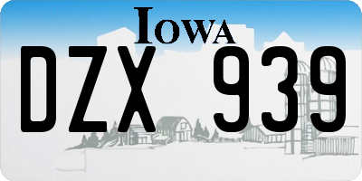 IA license plate DZX939