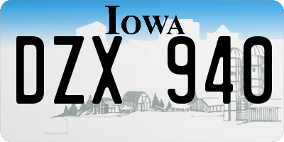 IA license plate DZX940