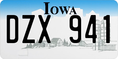 IA license plate DZX941