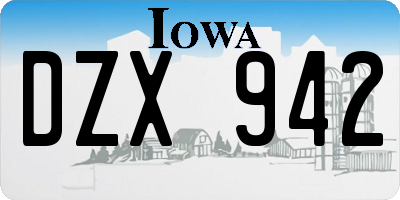 IA license plate DZX942