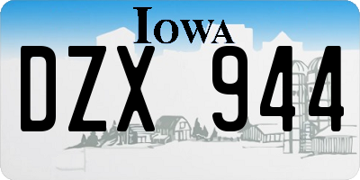 IA license plate DZX944