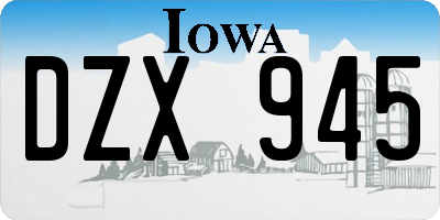 IA license plate DZX945